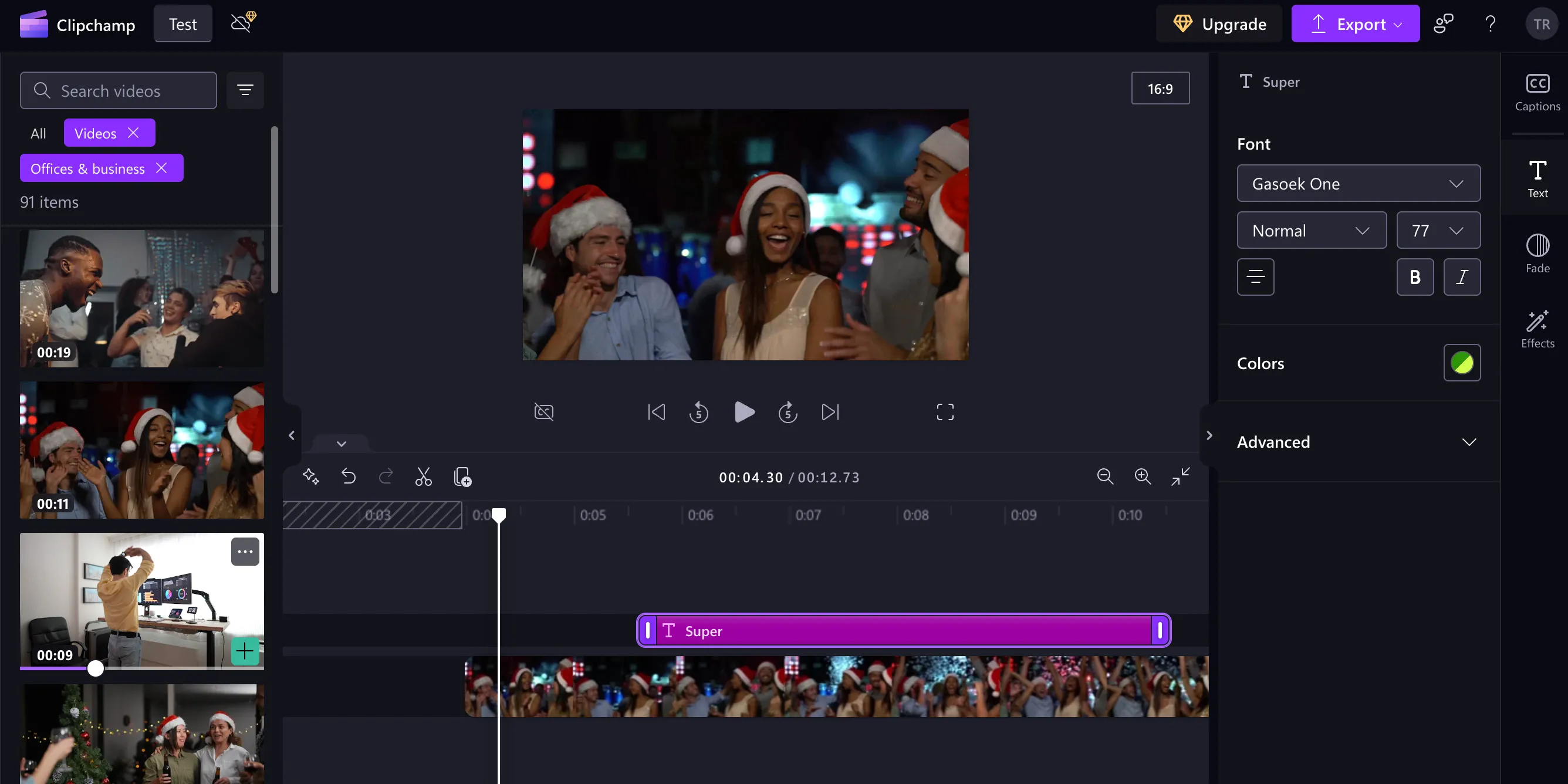 Giao diện Microsoft Clipchamp hiển thị thư viện video stock mới