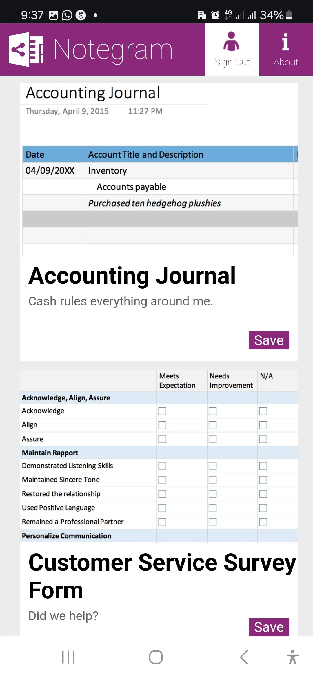 Giao diện Notegram hiển thị thư viện template OneNote miễn phí