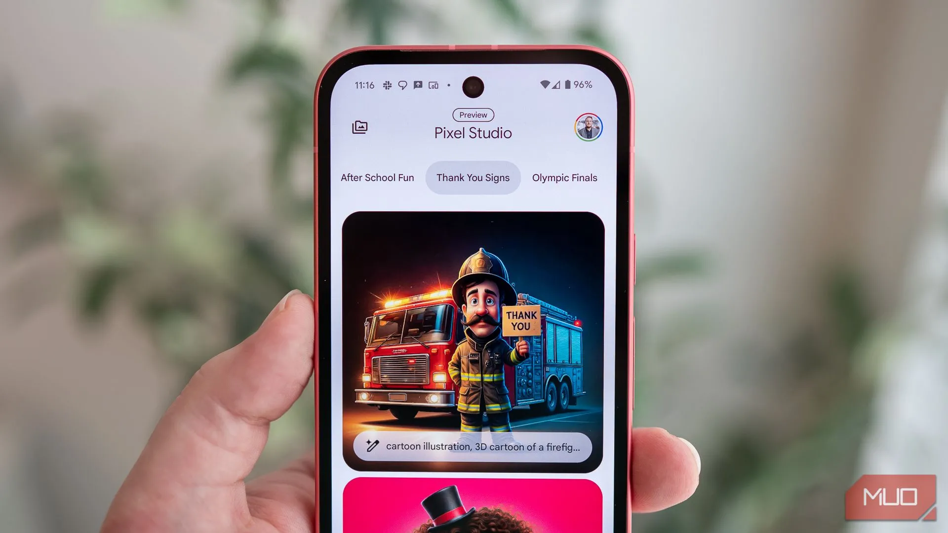 Giao diện phần mềm AI Pixel Studio trên điện thoại Google Pixel 9a, liên quan đến sức khỏe pin và cách quản lý sạc hiệu quả.
