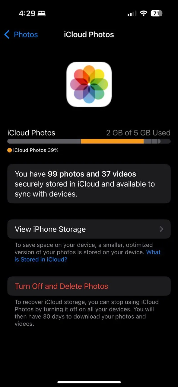 Giao diện quản lý dung lượng Ảnh iCloud, hiển thị tùy chọn tải về bản gốc hoặc tối ưu hóa dung lượng iPhone.