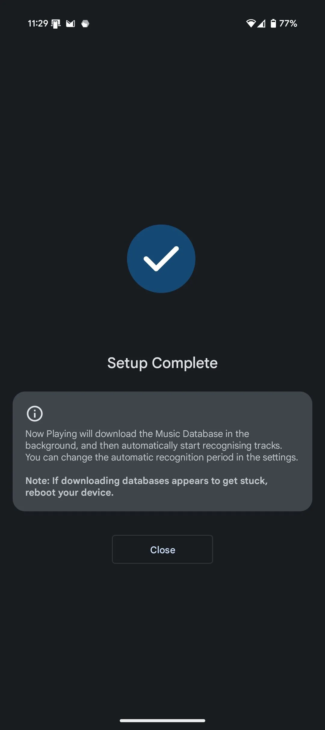 Giao diện thiết lập ban đầu của Ambient Music Mod