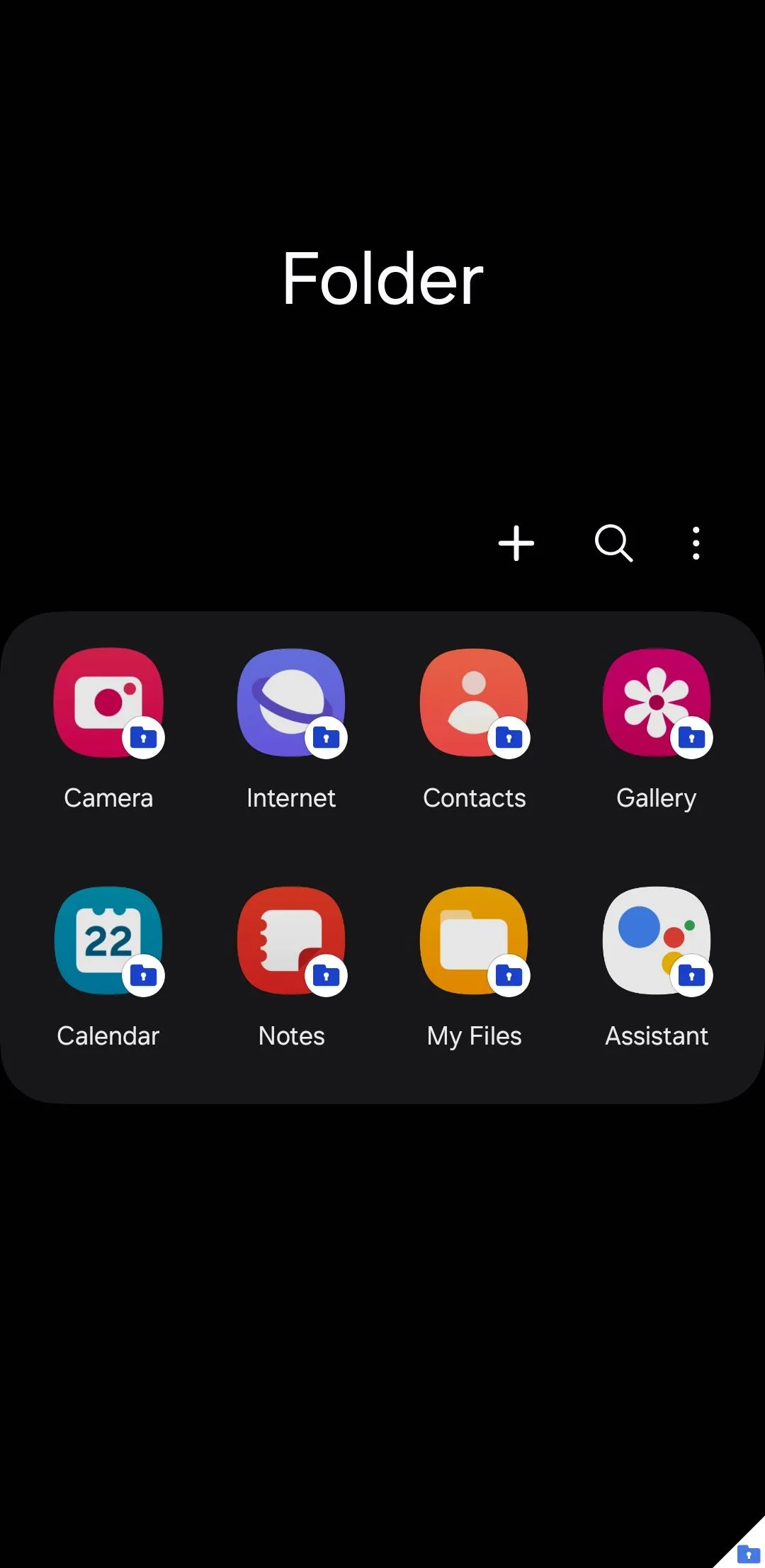 Giao diện thư mục bảo mật Secure Folder trên điện thoại Samsung