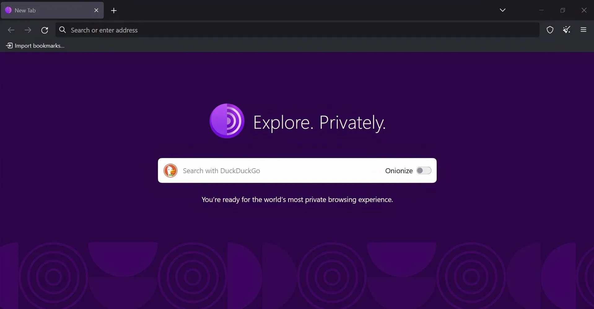 Giao diện trình duyệt Tor với logo hành tây đặc trưng, công cụ chính để truy cập dark web ẩn danh.