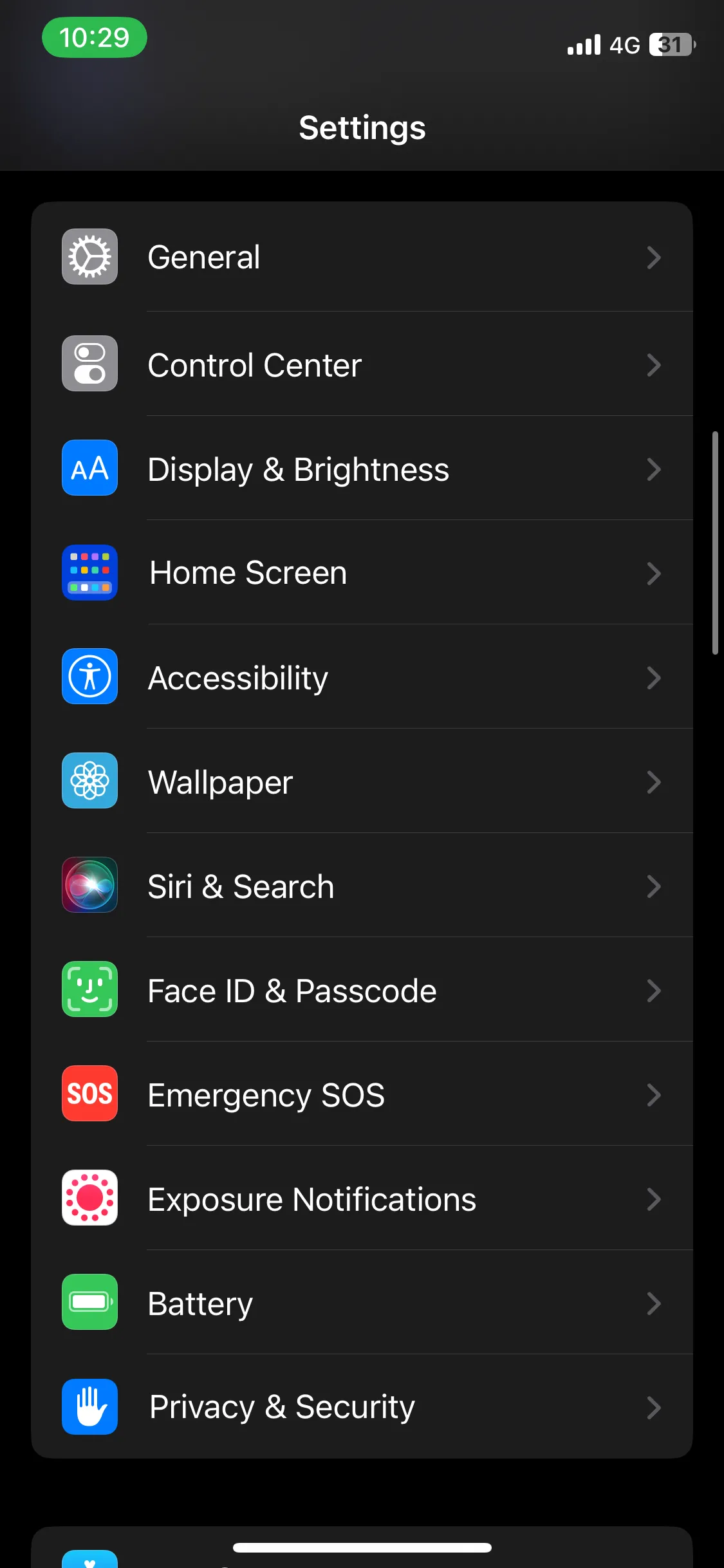 Giao diện ứng dụng Cài đặt (Settings) trên iPhone, nơi truy cập mục Trợ năng (Accessibility)