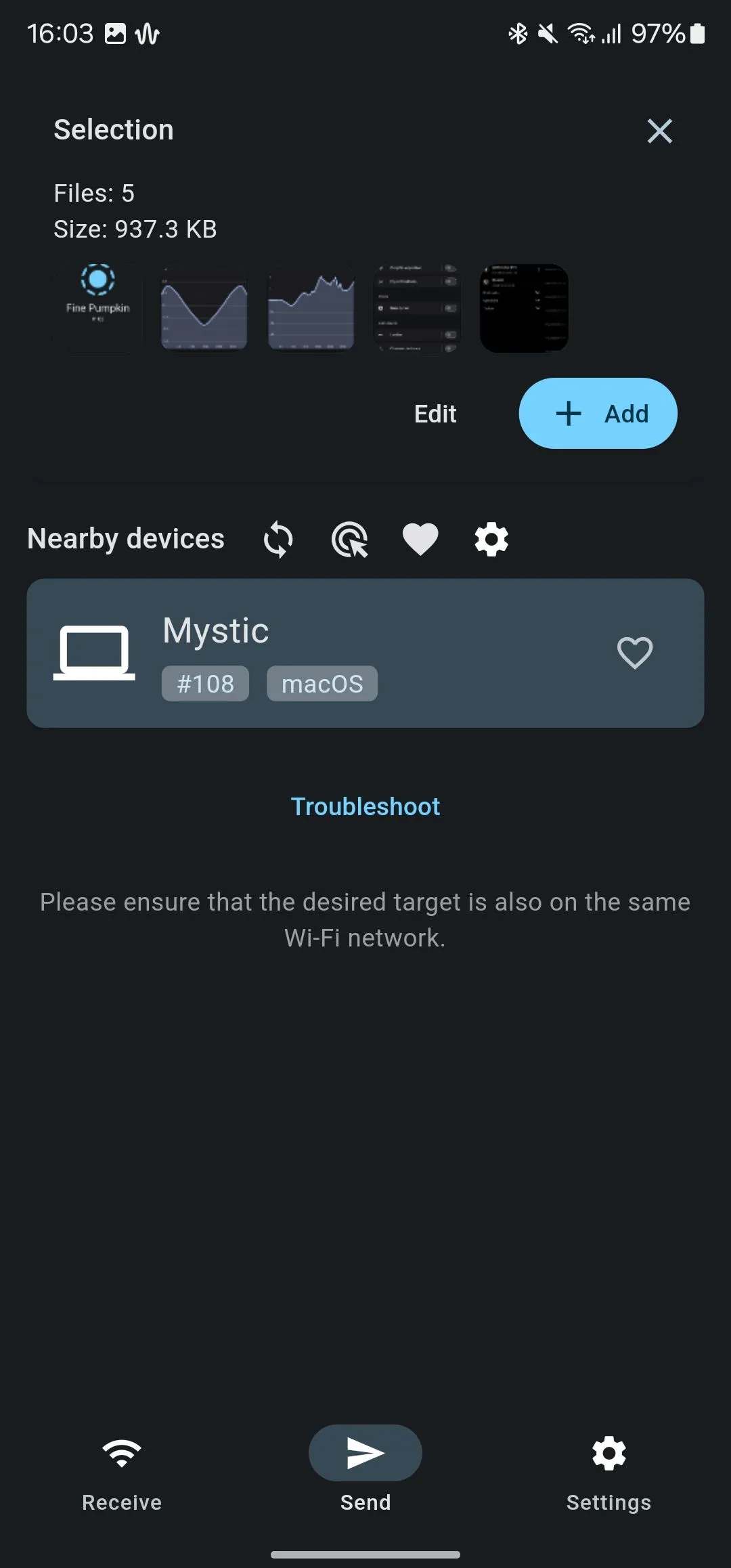 Giao diện ứng dụng LocalSend.