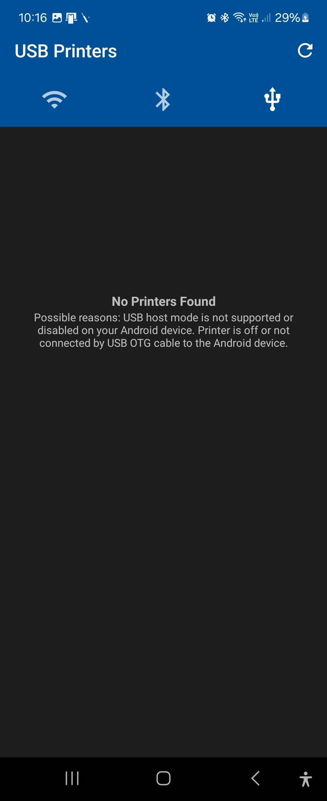 Giao diện ứng dụng NokoPrint hiển thị các tùy chọn in ấn trên điện thoại Android