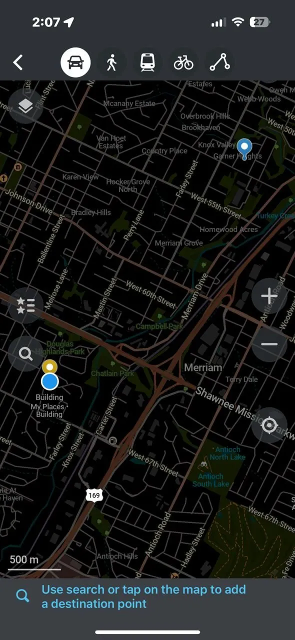 Giao diện ứng dụng Organic Maps đang thêm điểm đến trên bản đồ ngoại tuyến