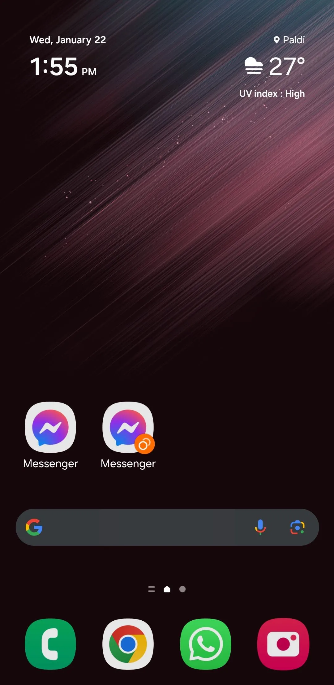 Hai biểu tượng ứng dụng Messenger trên điện thoại Samsung, minh họa tính năng ứng dụng kép