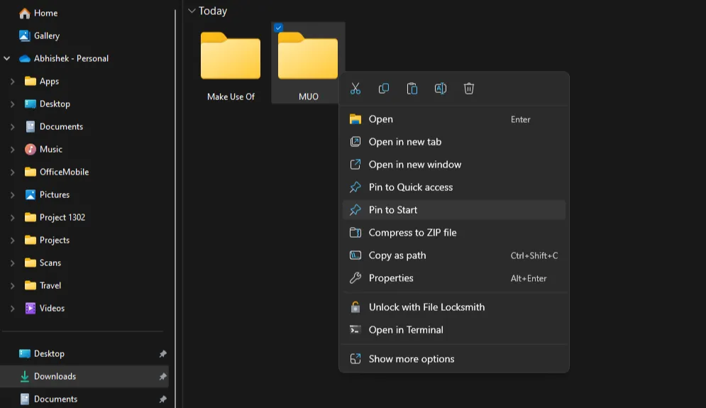 Hướng dẫn ghim một thư mục bất kỳ từ File Explorer trực tiếp vào Menu Start của Windows 11 để truy cập nhanh