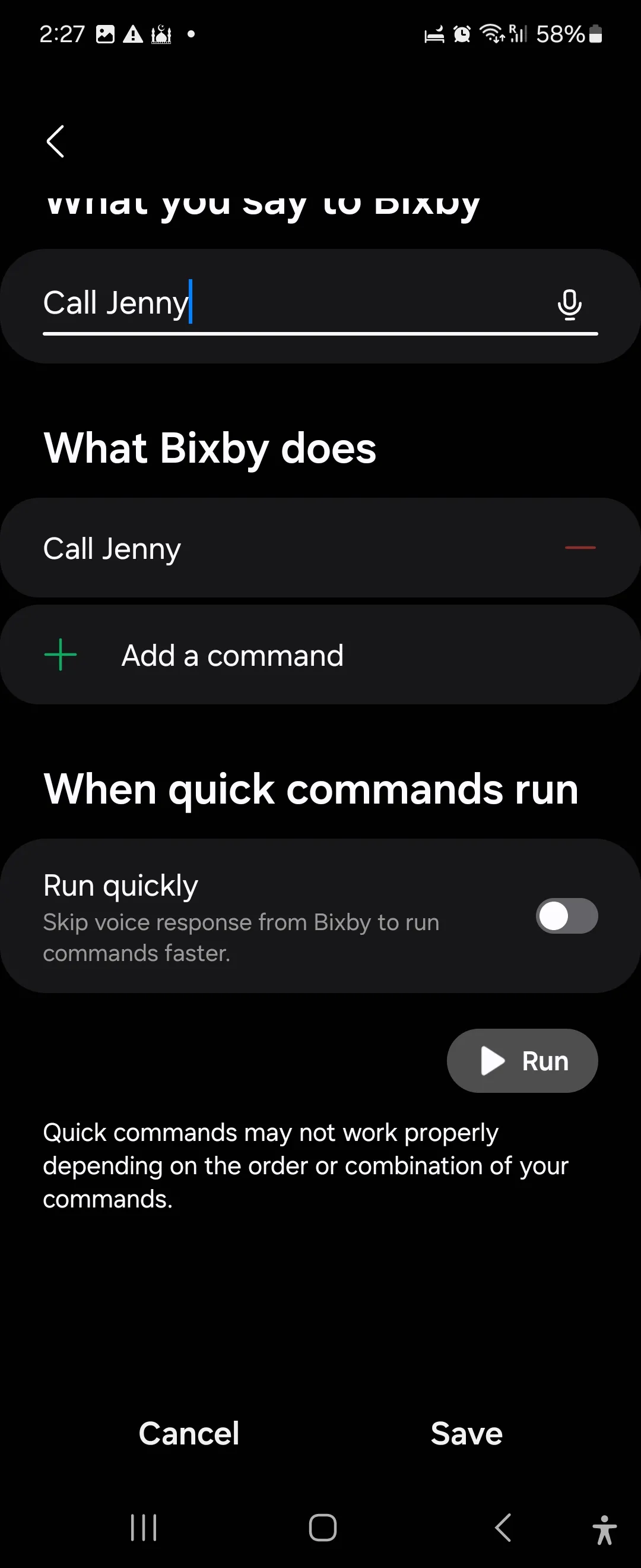 Hướng dẫn tạo lệnh nhanh mới trong cài đặt Bixby trên Samsung Galaxy Flip 6