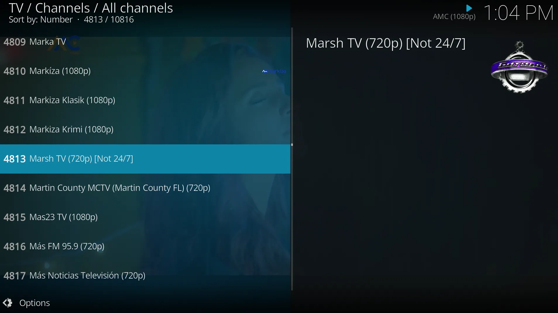 Kodi hiển thị các kênh IPTV trực tiếp, tối ưu cho trải nghiệm xem TV riêng tư.