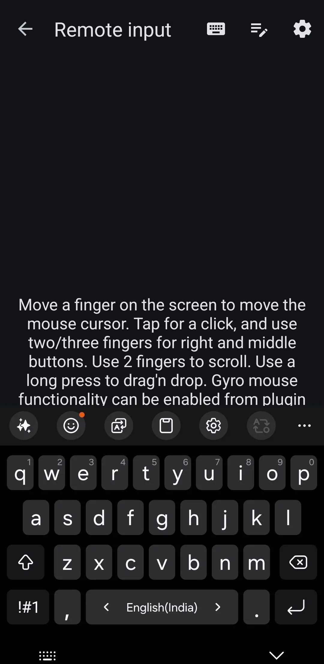 Màn hình điện thoại Android hiển thị bàn phím ảo qua tính năng Remote Input của KDE Connect