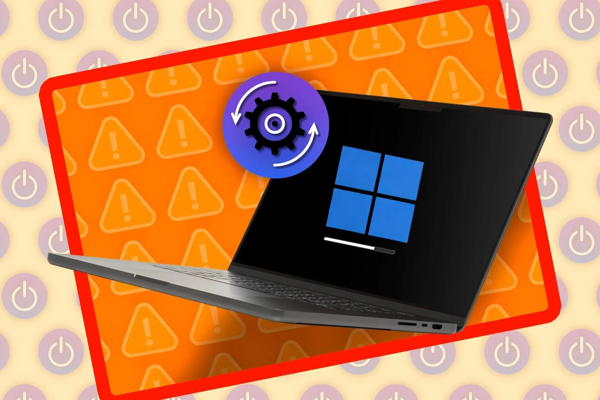 Màn hình máy tính xách tay hiển thị logo Windows và cập nhật, tượng trưng cho quá trình cài đặt lại hệ điều hành.