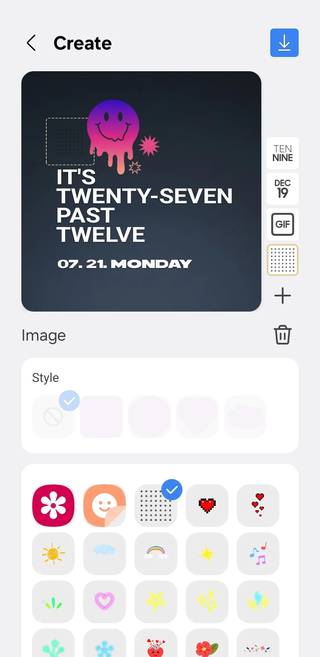 Màn hình tùy chỉnh Always On Display (AOD) trong ứng dụng ClockFace của Good Lock trên Samsung
