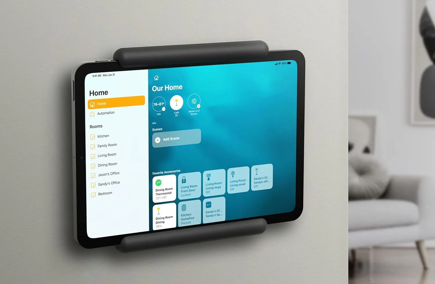 Máy tính bảng iPad được sử dụng làm bộ điều khiển trung tâm nhà thông minh