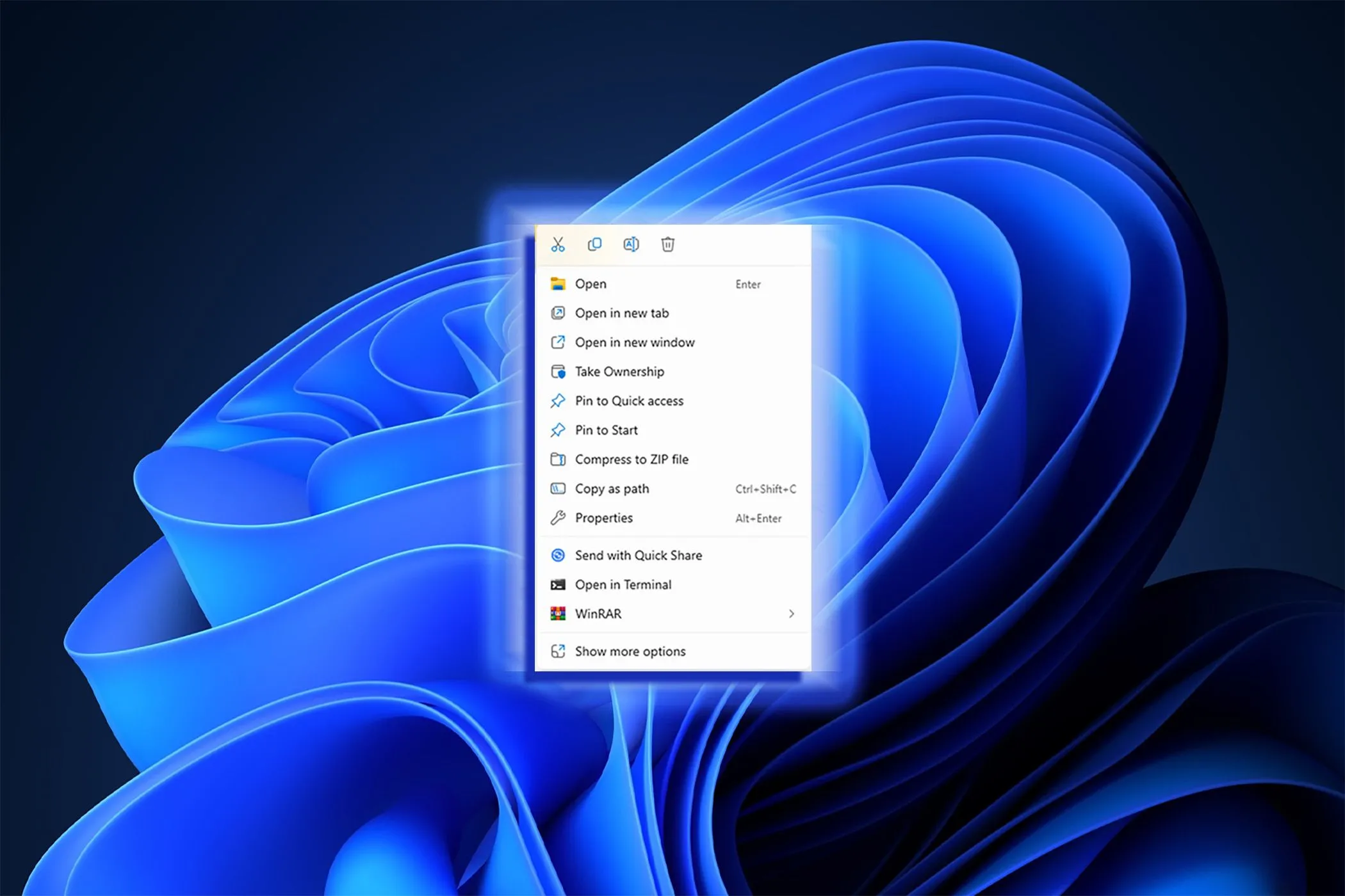 Menu chuột phải ngữ cảnh mặc định mới của Windows 11