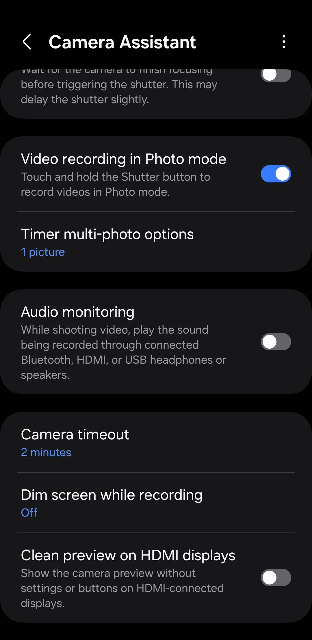 Module cài đặt Camera Assistant trên điện thoại Samsung