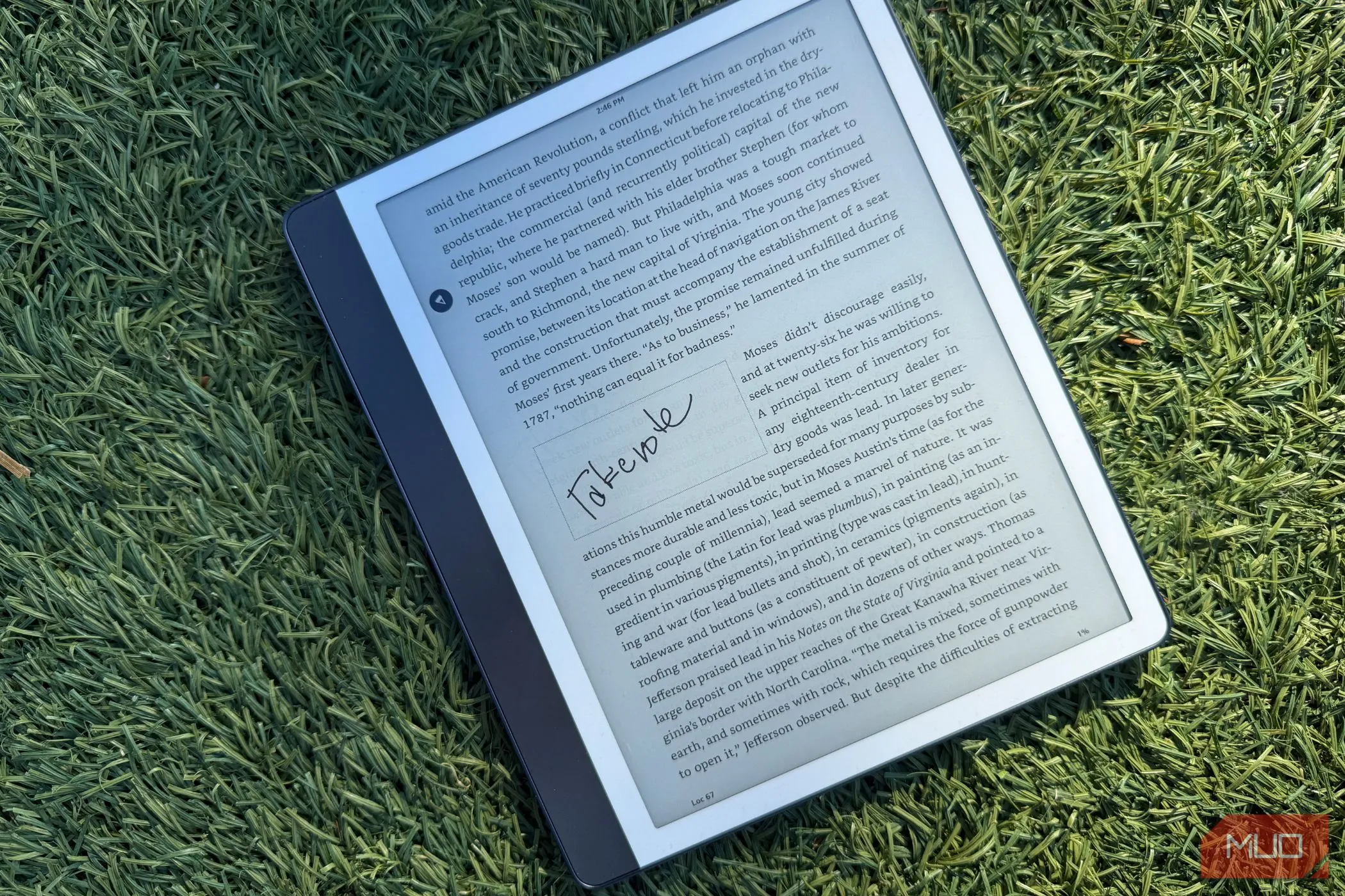 Một ghi chú trên lề sách của Amazon Kindle Scribe