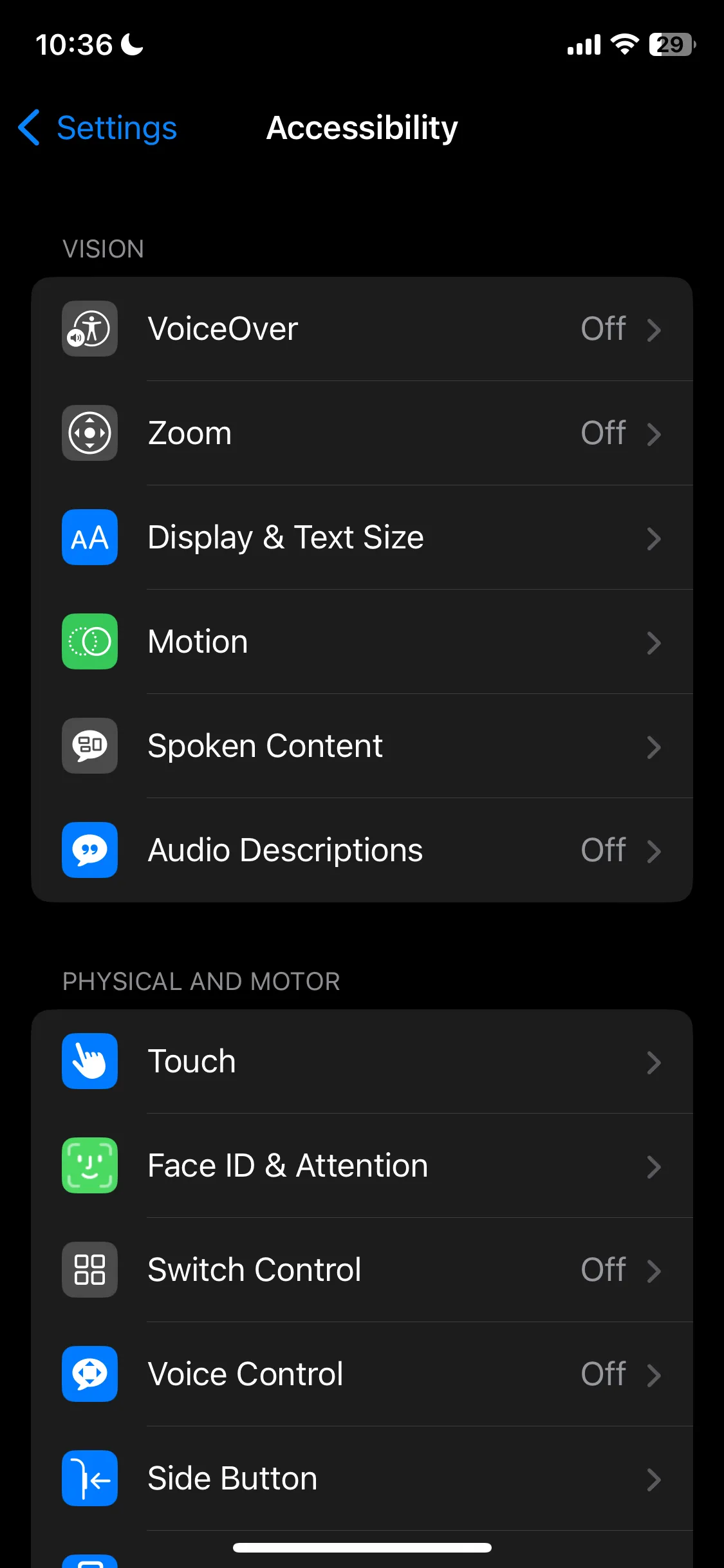 Mục Hiển thị &amp; Cỡ chữ (Display &amp; Text Size) trong Trợ năng (Accessibility) của Cài đặt iOS, để bật Giảm độ trong suốt