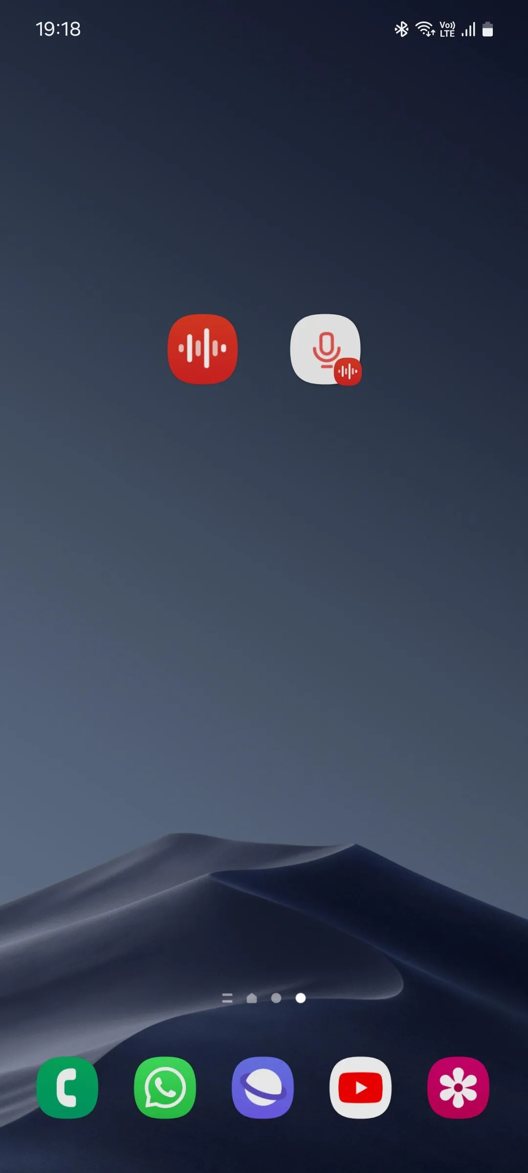 Phím tắt &quot;Bắt đầu ghi âm&quot; của Samsung Voice Recorder, cho phép ghi âm nhanh.