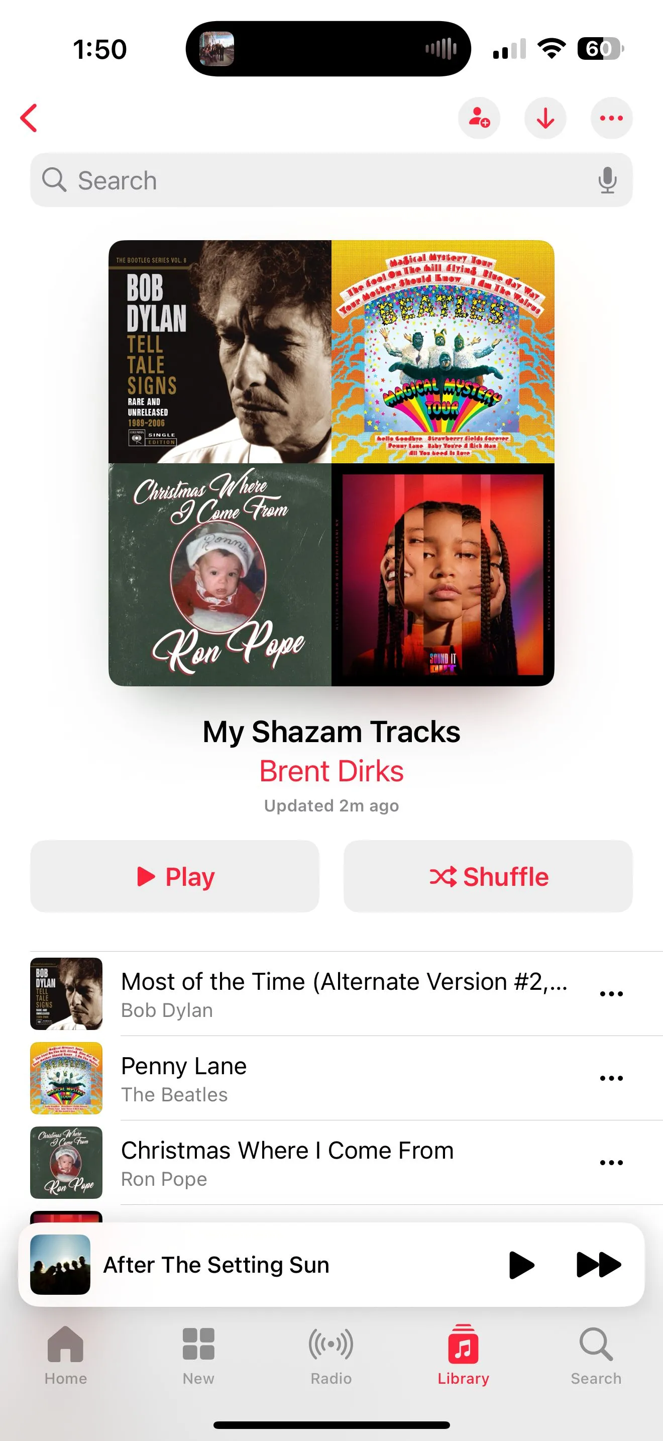 Playlist 'My Shazam Tracks' được đồng bộ trên Apple Music