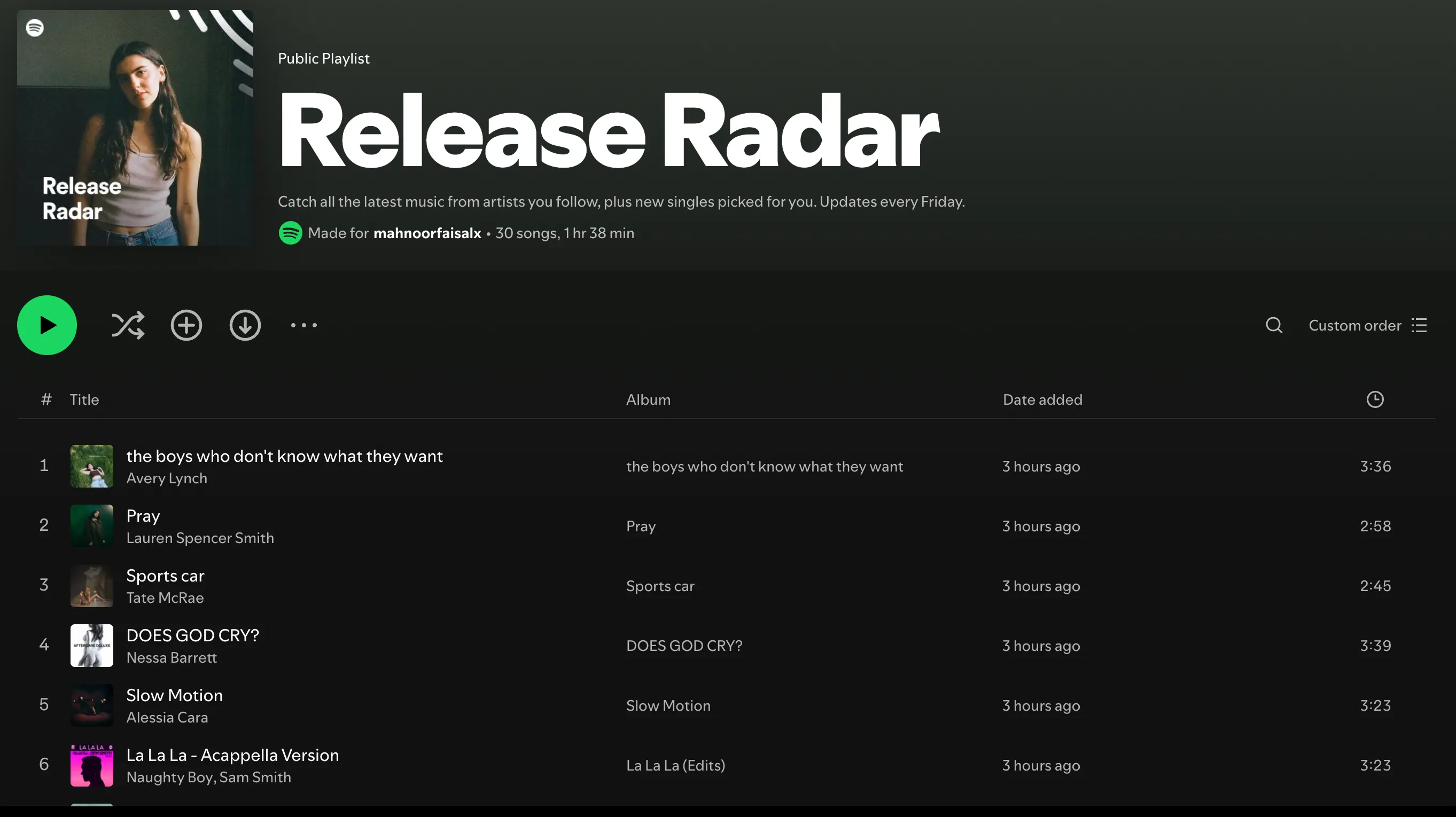 Playlist Release Radar trên Spotify giúp người dùng khám phá các bản nhạc mới.