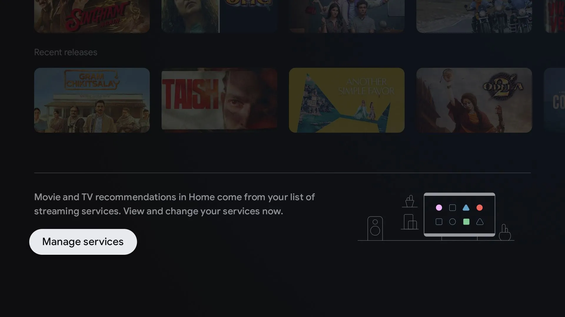 Quản lý tùy chọn dịch vụ trên Google TV để điều chỉnh đề xuất nội dung