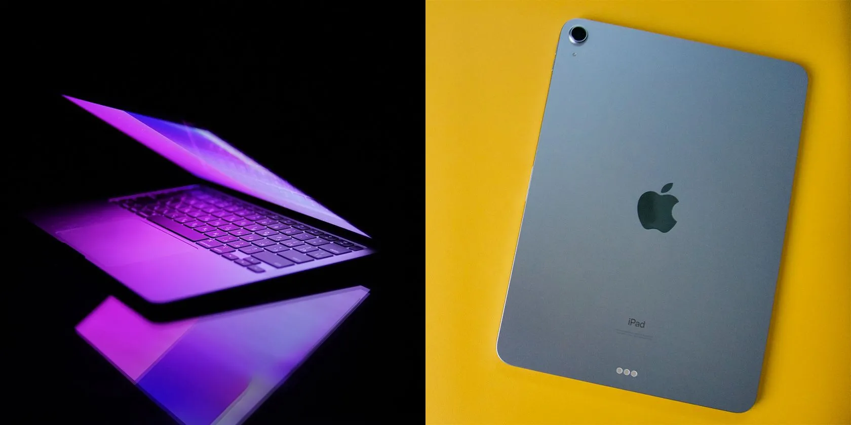 So sánh trực quan giữa MacBook Air M1 và iPad Air, hai thiết bị hàng đầu của Apple.