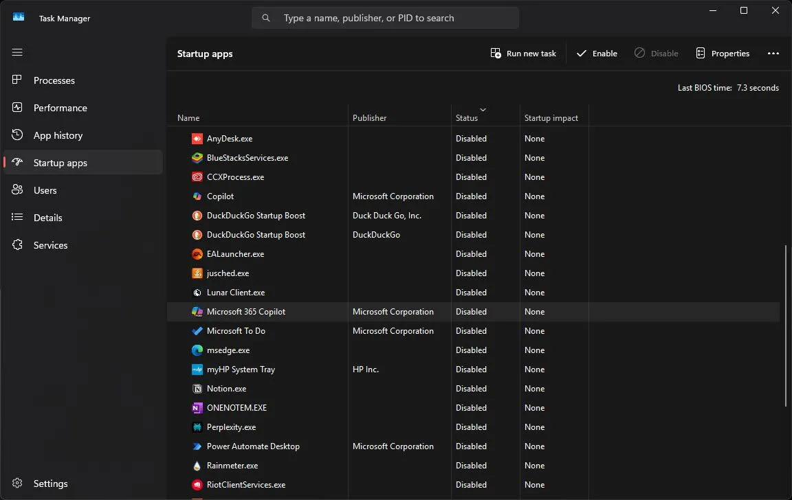 Tắt ứng dụng khởi động trong Task Manager Windows