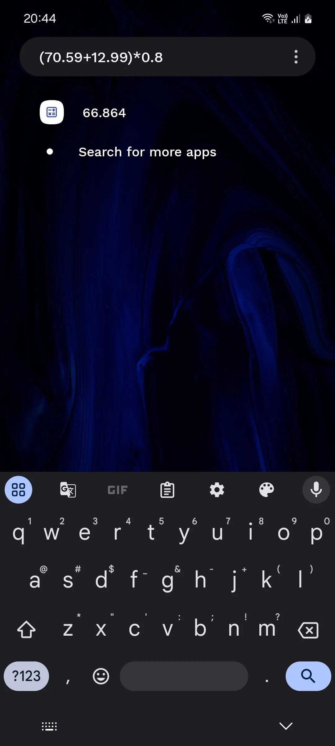 Thanh tìm kiếm Niagara Launcher tích hợp máy tính mini
