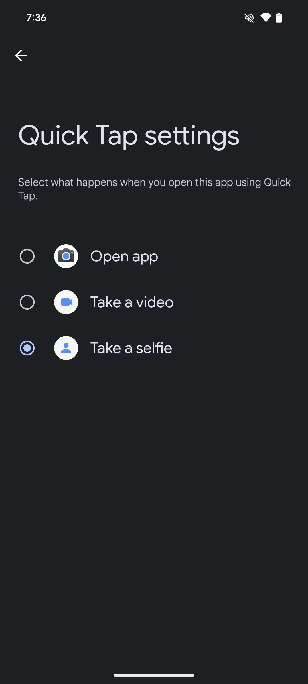 Thiết lập cử chỉ Chạm nhanh để mở ứng dụng Camera ở chế độ selfie trên Pixel.