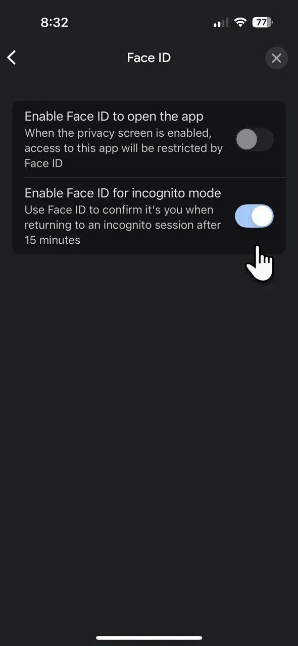 Thiết lập Face ID để bảo mật ứng dụng Google
