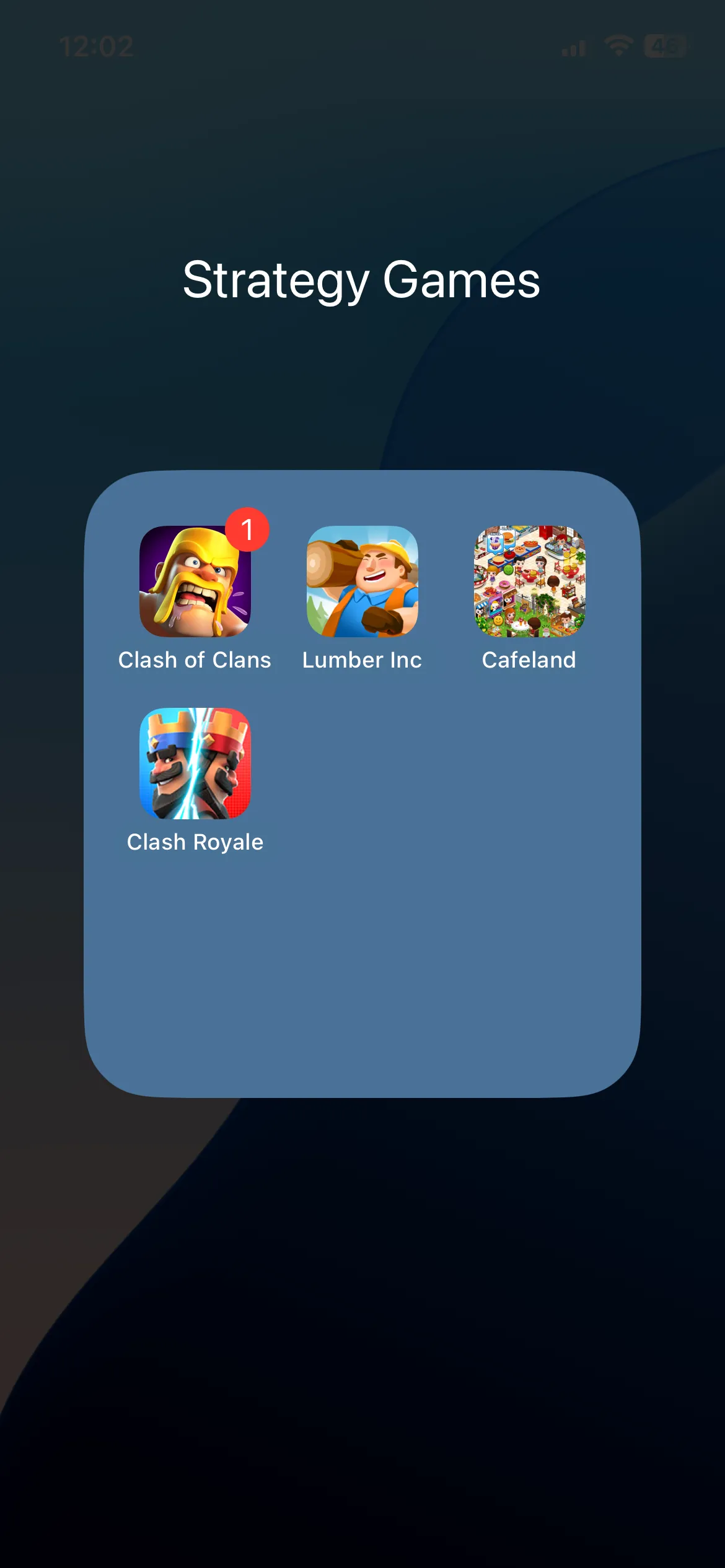 Thư mục &quot;Games&quot; (Trò chơi) trên màn hình chính iPhone chứa các ứng dụng giải trí