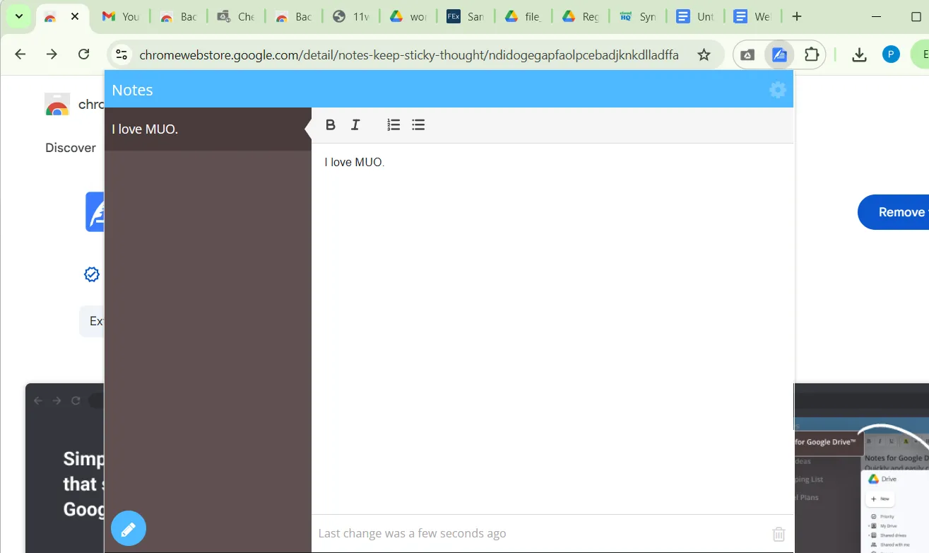 Tiện ích Notes giúp ghi chú nhanh chóng vào Google Drive ngay trên trình duyệt Chrome