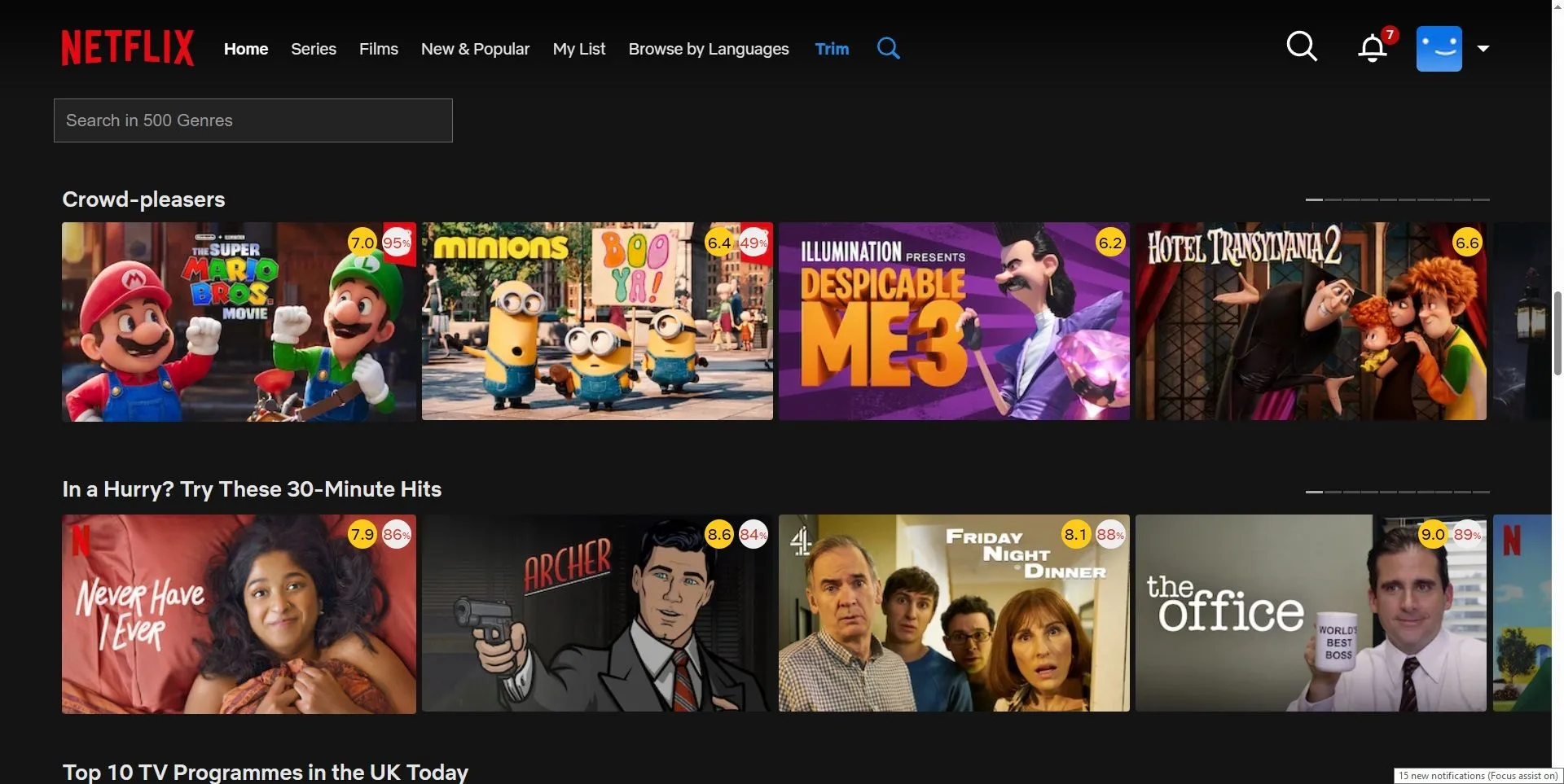 Tiện ích Trim hiển thị điểm đánh giá IMDB và Rotten Tomatoes trên Netflix