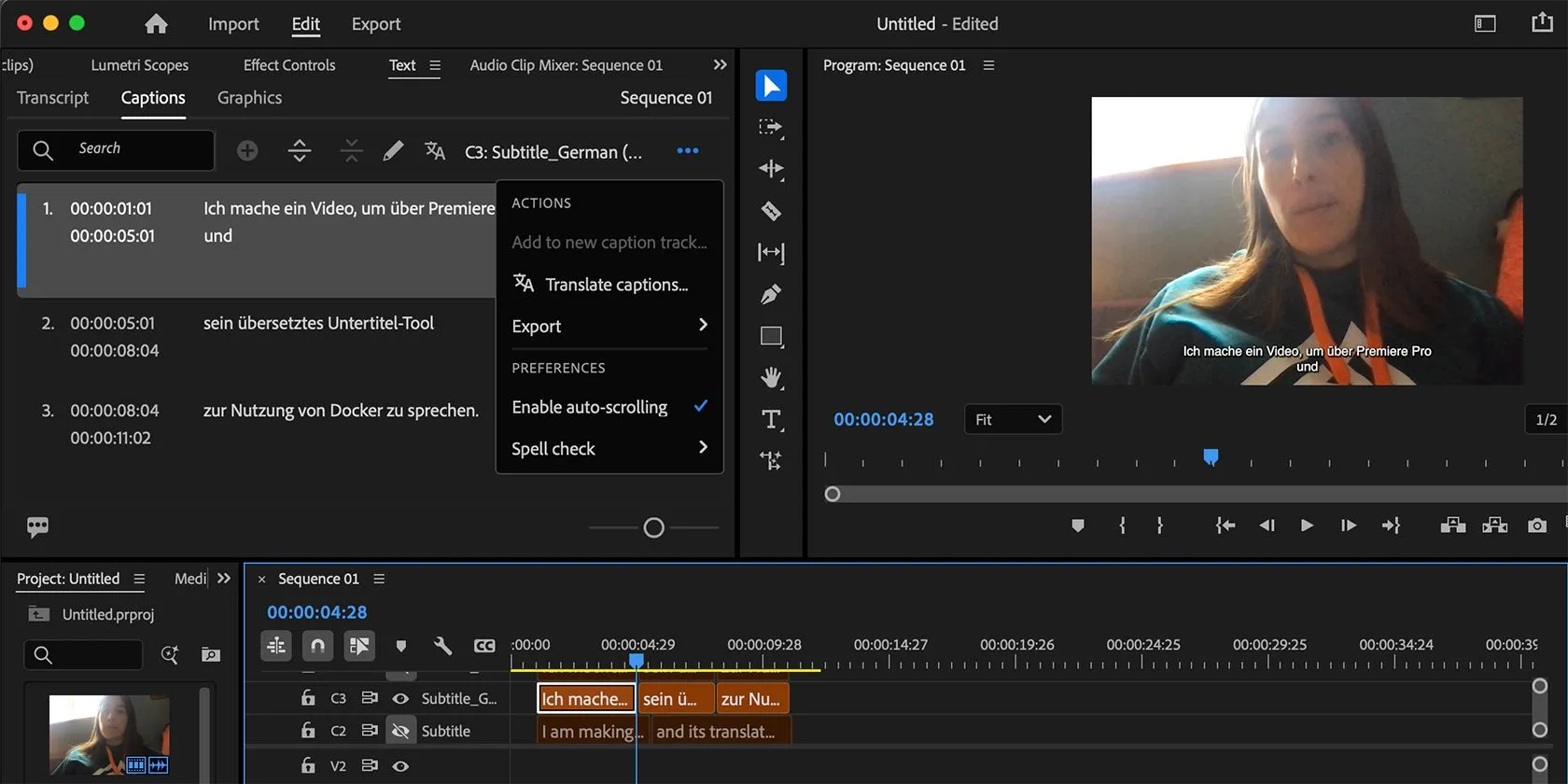 Tính năng dịch phụ đề AI tự động của Premiere Pro hỗ trợ 17 ngôn ngữ
