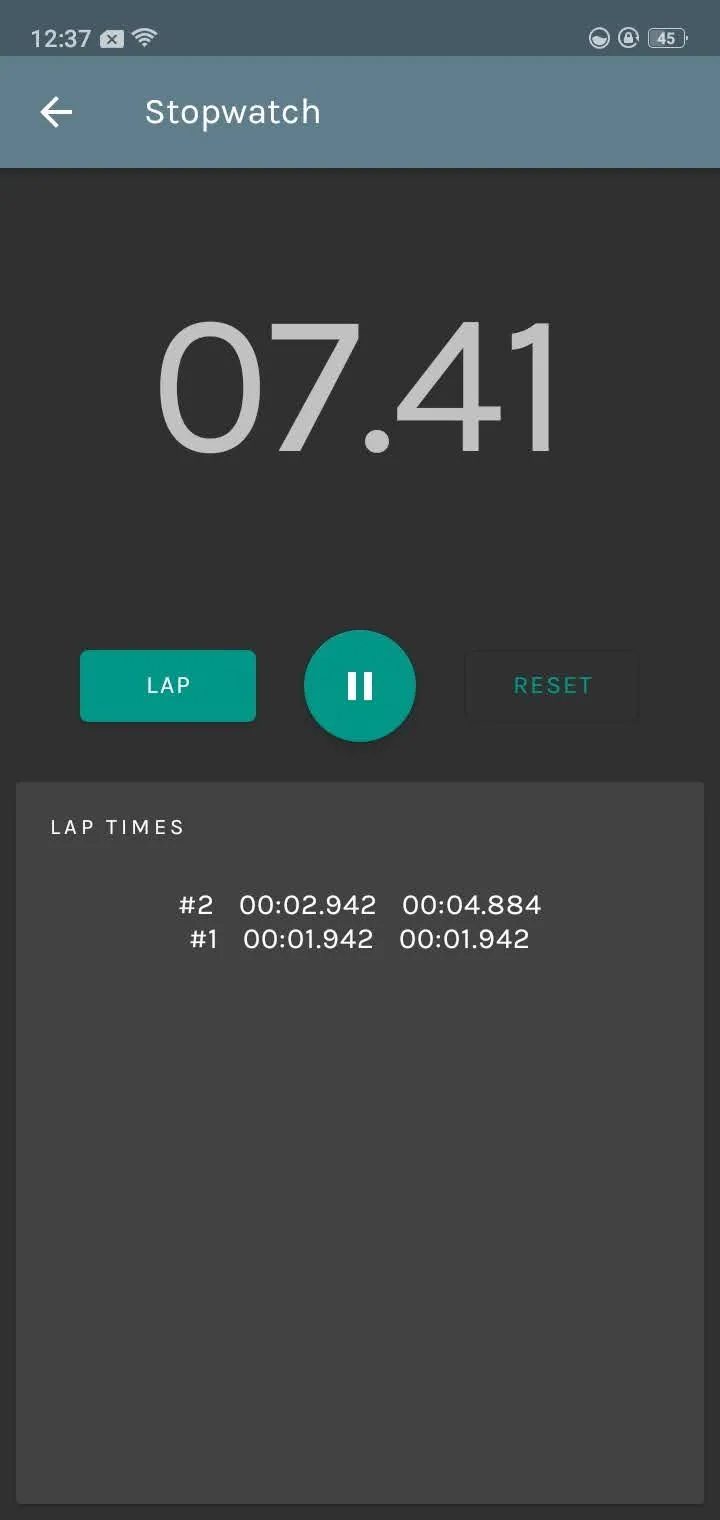 Tính năng đồng hồ bấm giờ trong ứng dụng báo thức AMDroid