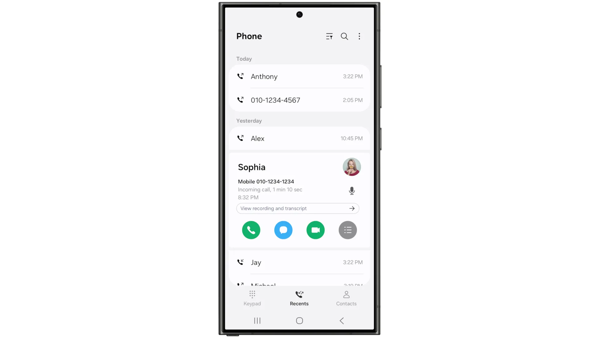 Tính năng ghi âm cuộc gọi và chuyển đổi văn bản của One UI 7