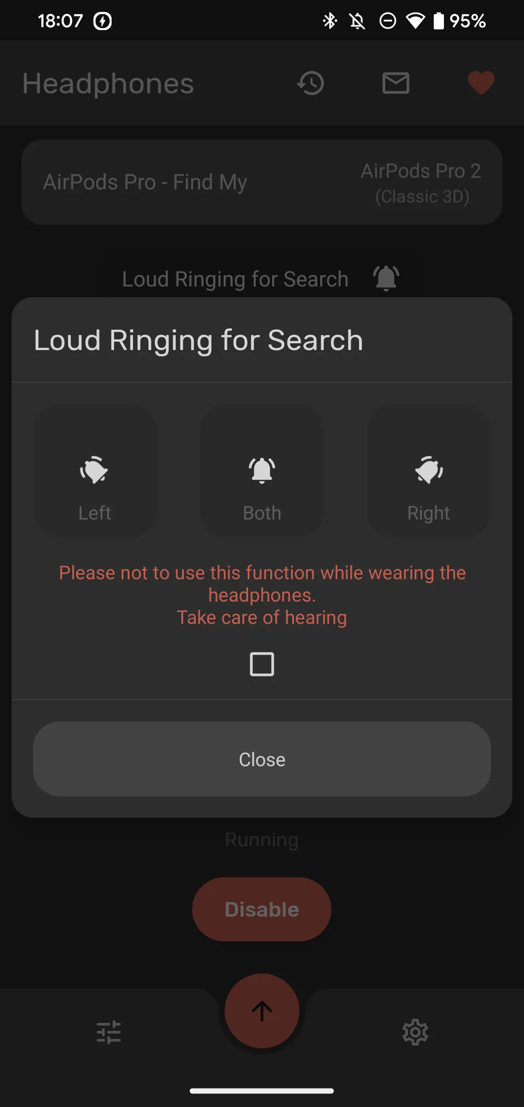 Tính năng &quot;Locate AirPods&quot; trong ứng dụng MaterialPods giúp người dùng tìm kiếm AirPods bị thất lạc bằng cách phát âm thanh.