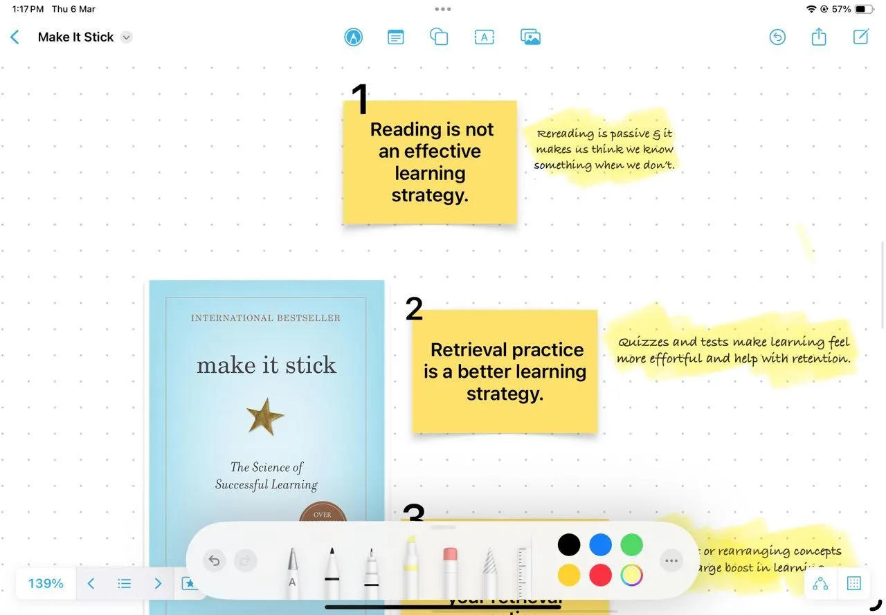 Tổ chức mục lục chương sách bằng ghi chú dán (sticky notes) trên Freeform