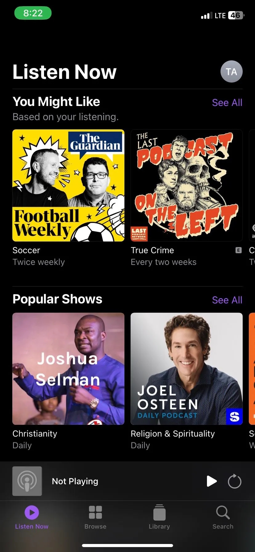 Trang chủ Apple Podcasts với các chương trình phổ biến