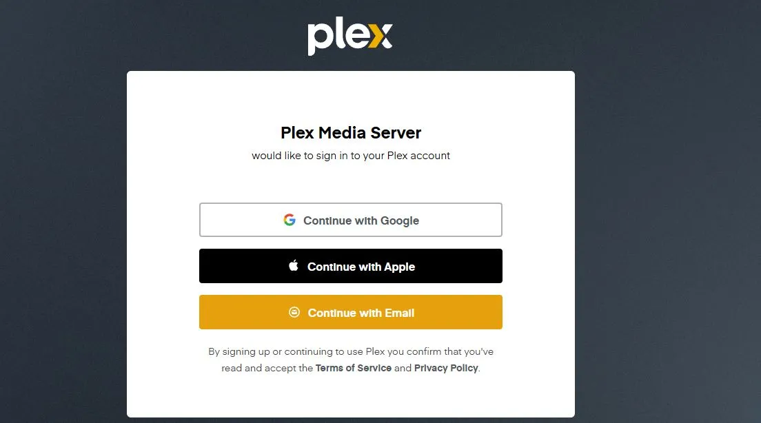 Trang đăng ký tài khoản Plex cho máy chủ media