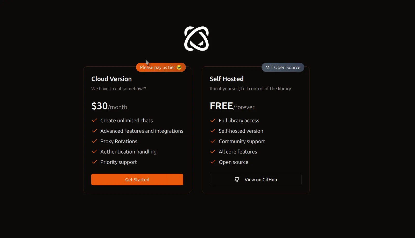 Trang web Browser Use hiển thị các tùy chọn chi phí và cài đặt