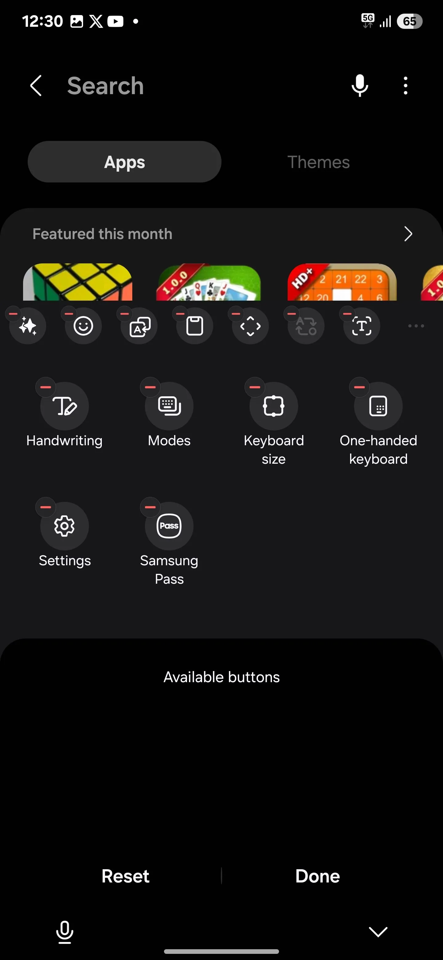 Tùy chọn Samsung Pass hiển thị trên thanh tác vụ của Bàn phím Samsung, giúp truy cập thông tin nhạy cảm nhanh chóng.
