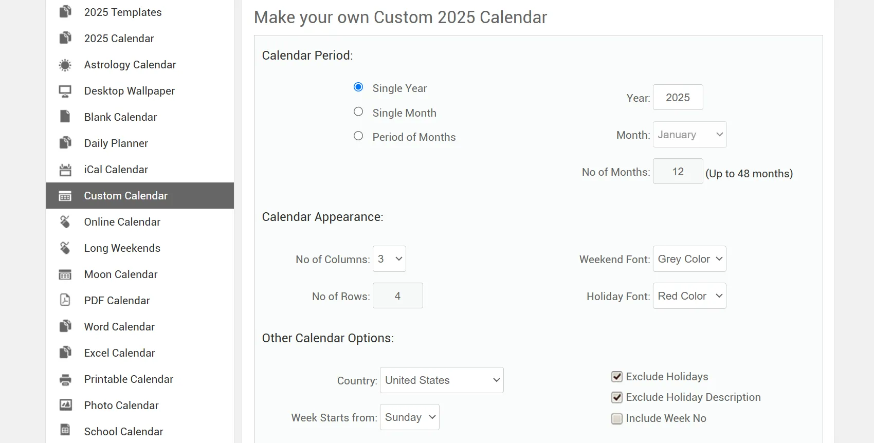 Tùy chọn thiết kế mẫu lịch OneNote tùy chỉnh trên Calendarlabs
