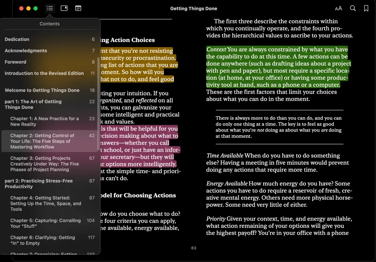 Ứng dụng Apple Books hiển thị sách &quot;Getting Things Done&quot;