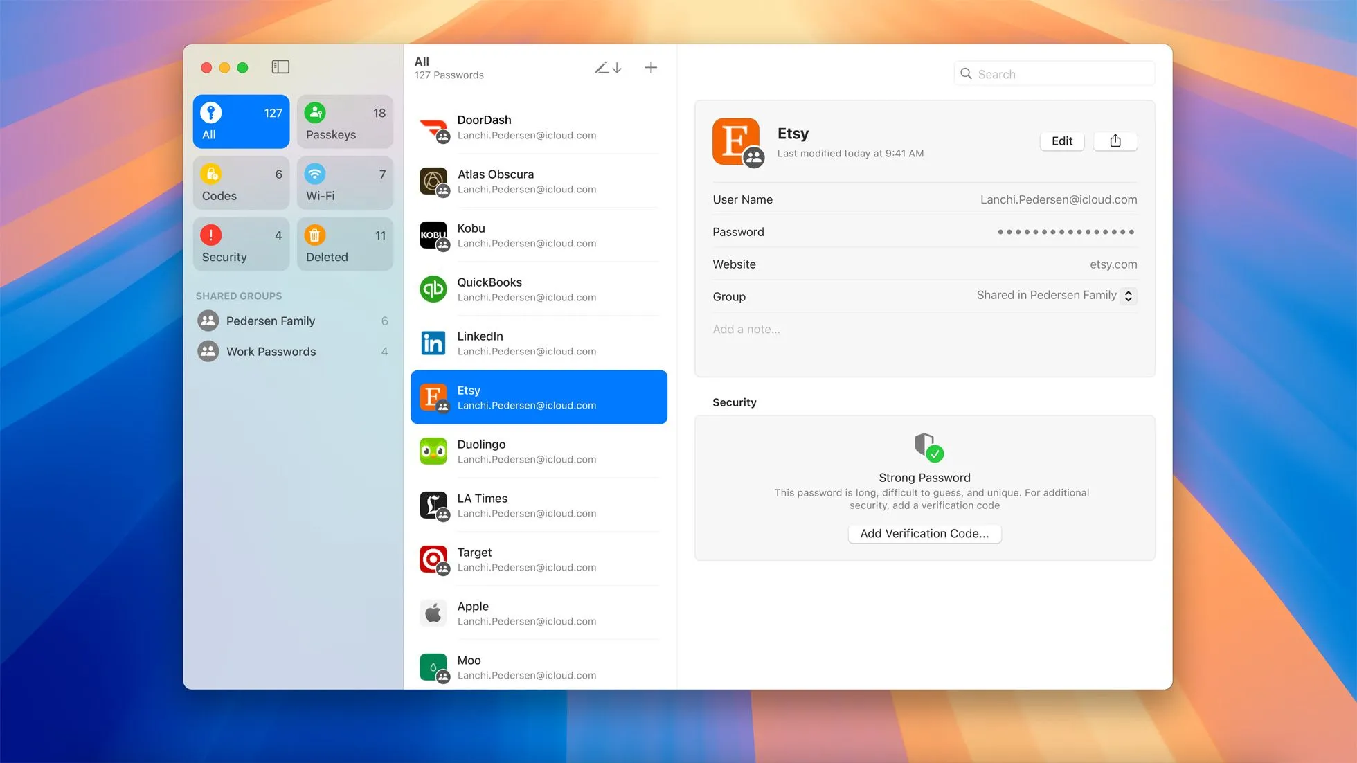 Ứng dụng Passwords của Apple trên macOS Sequoia tạo mật khẩu mạnh tự động.