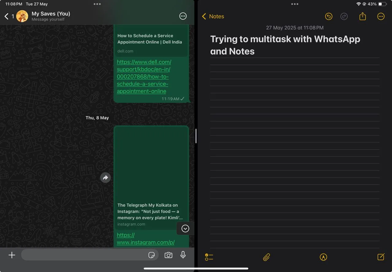 WhatsApp hoạt động ở chế độ Split View trên iPad, tối ưu khả năng đa nhiệm