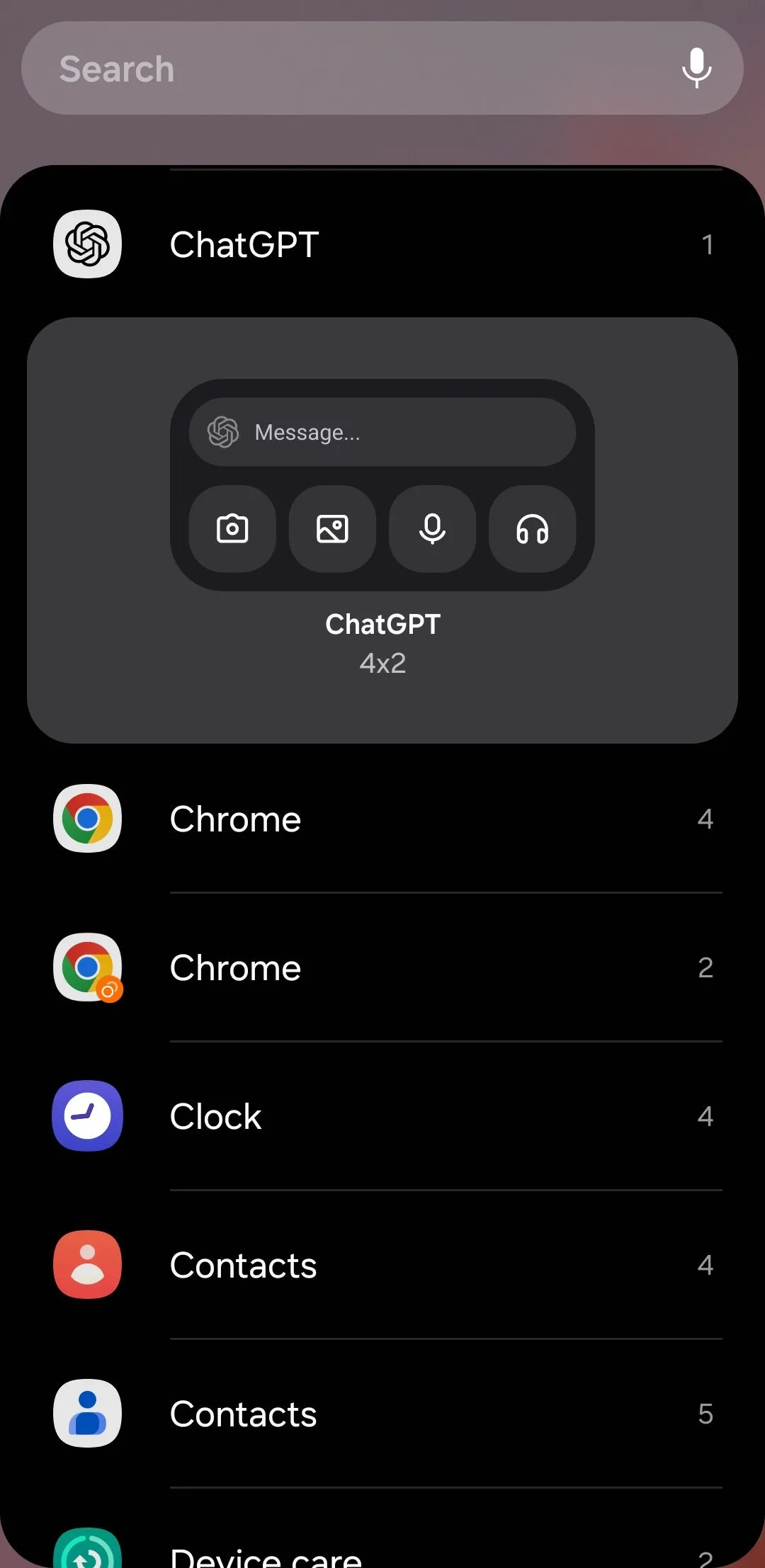 Widget ChatGPT trên điện thoại Android