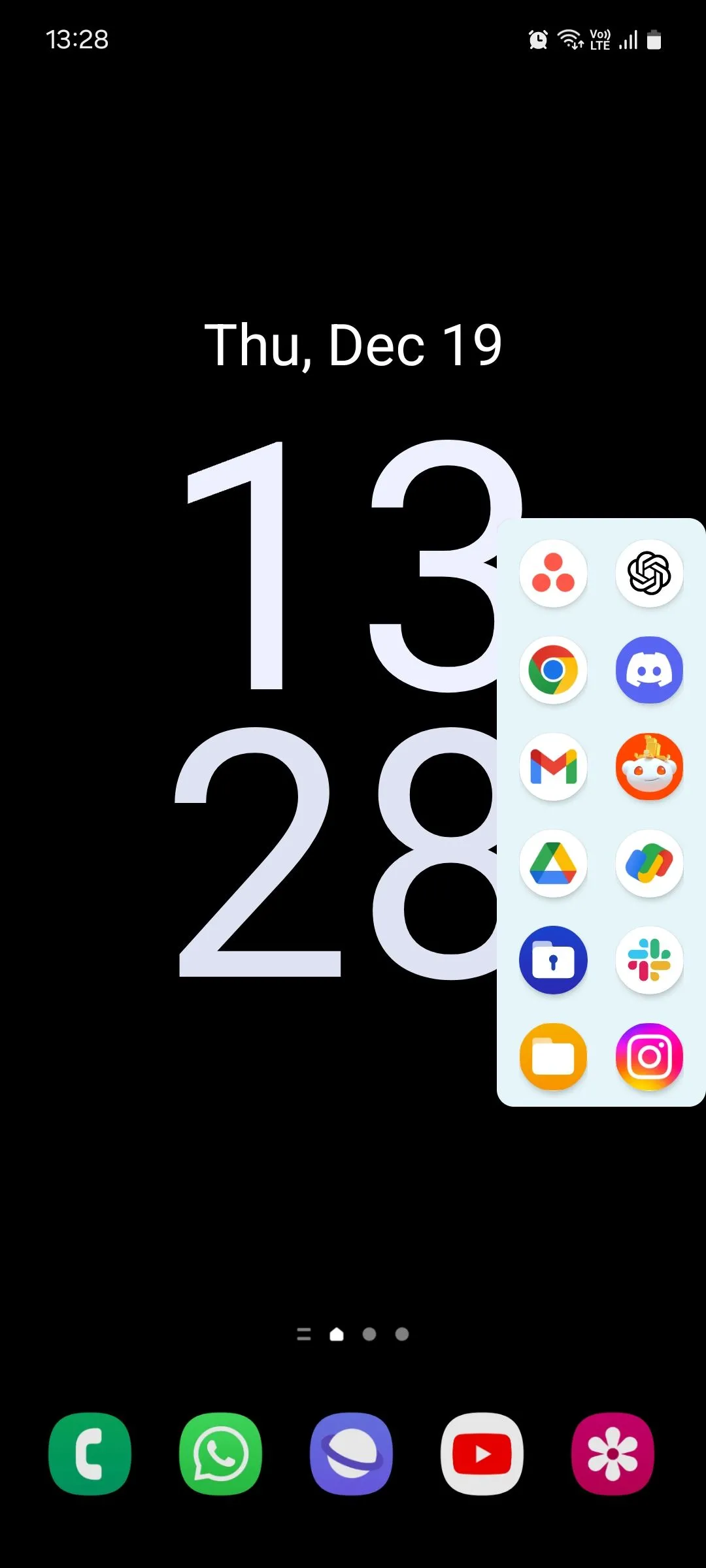 Xem trước ứng dụng Side Bar hoạt động trên màn hình chính Android, hiển thị lối tắt ứng dụng